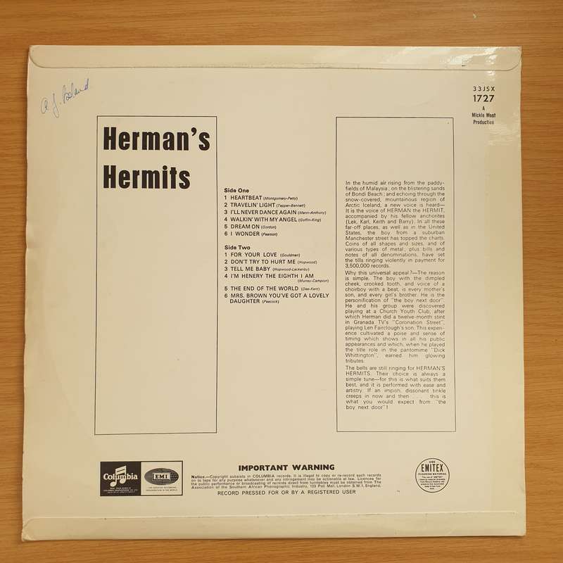 Herman's Hermits  Herman's Hermits -  Vinyl LP Record - Very-Good Quality (VG) (verry)
