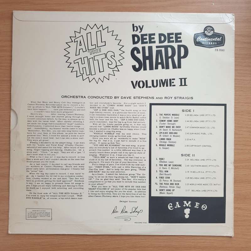 Dee Dee Sharp  All The Hits By Dee Dee Sharp - Volume II  Vinyl LP Record - Very-Good+ Qual...