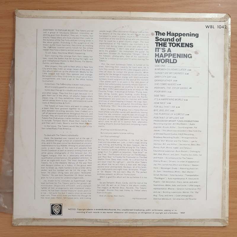 The Tokens  It's A Happening World  Vinyl LP Record - Very-Good+ Quality (VG+) (verygoodplus)