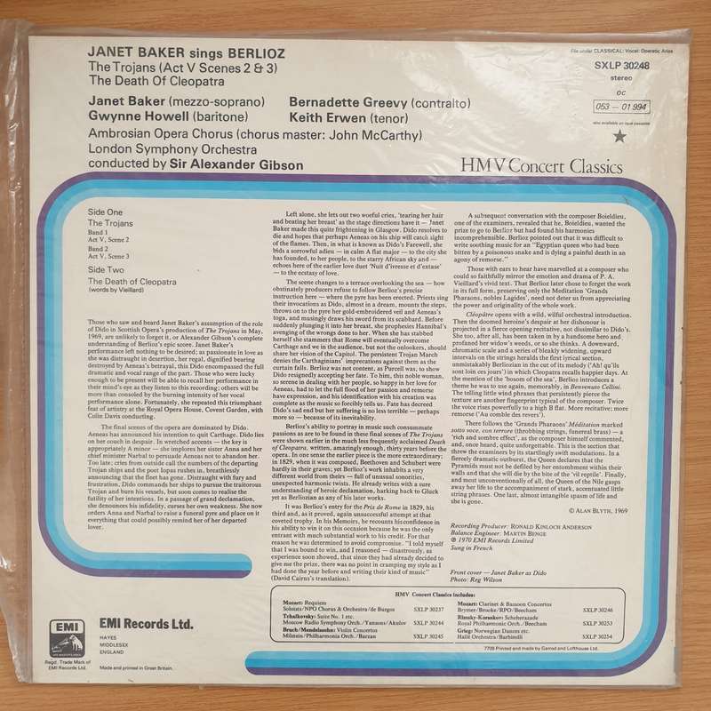Janet Baker / Berlioz - Alexander Gibson / The London Symphony Orchestra  Janet Baker Sings Be...