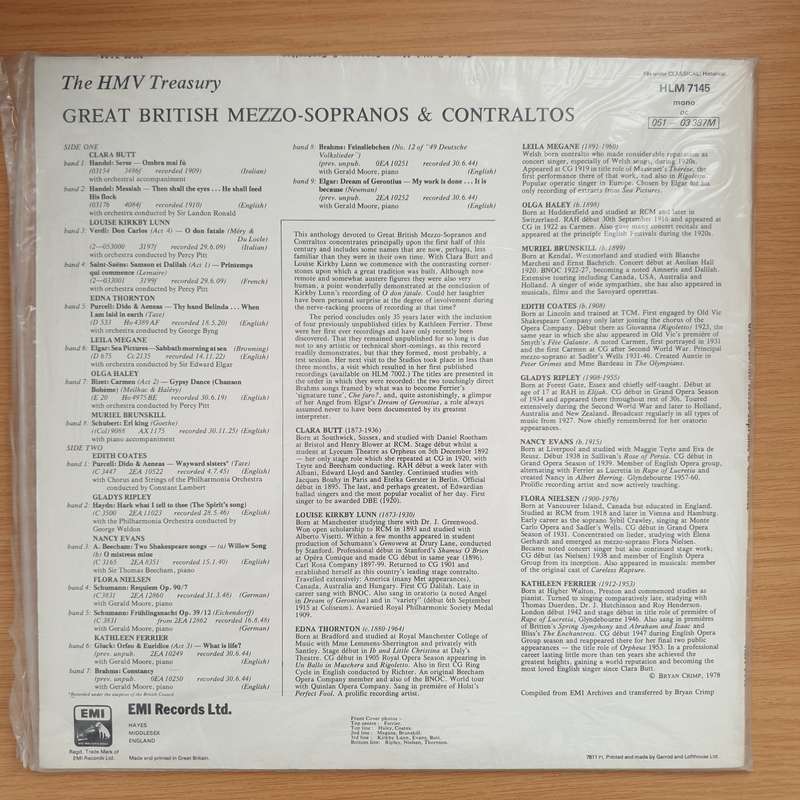 Great British Mezzo-Sopranos & Contraltos   Vinyl LP Record Sealed