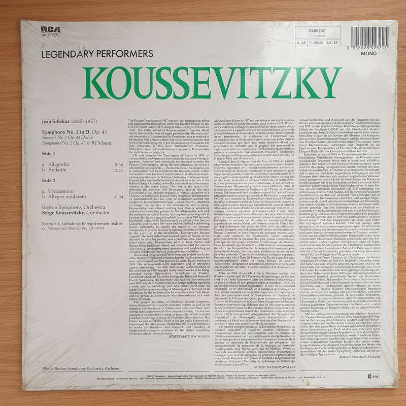 Sibelius - Koussevitzky, Boston Symphony Orchestra  Legendary Performers: Sibelius Symphony No...
