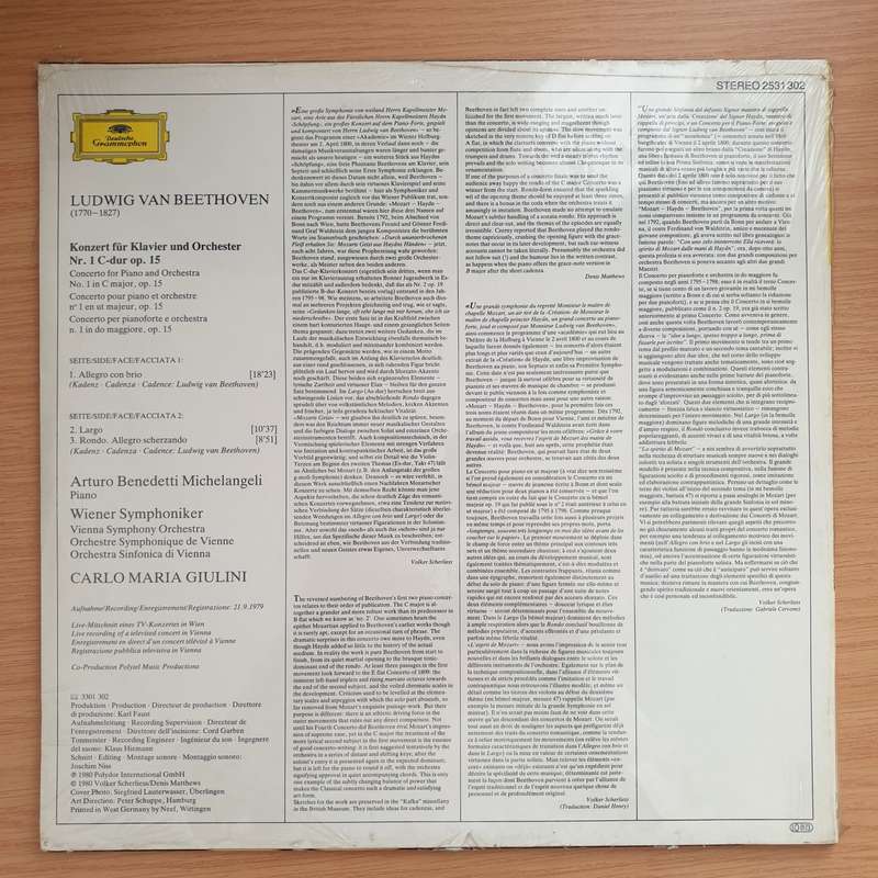 Beethoven - Arturo Benedetti Michelangeli, Wiener Symphoniker  Carlo Maria Giulini  Klavier...