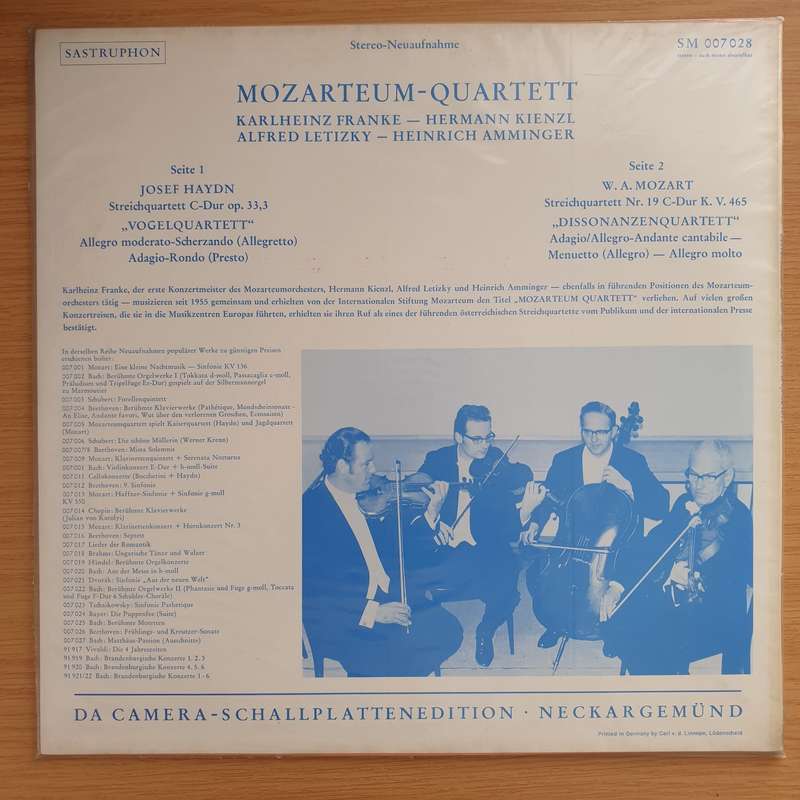 Haydn, Mozart, Mozarteum-Quartett Salzburg  Vogelquartett / Dissonanzenquarett - Vinyl LP Reco...