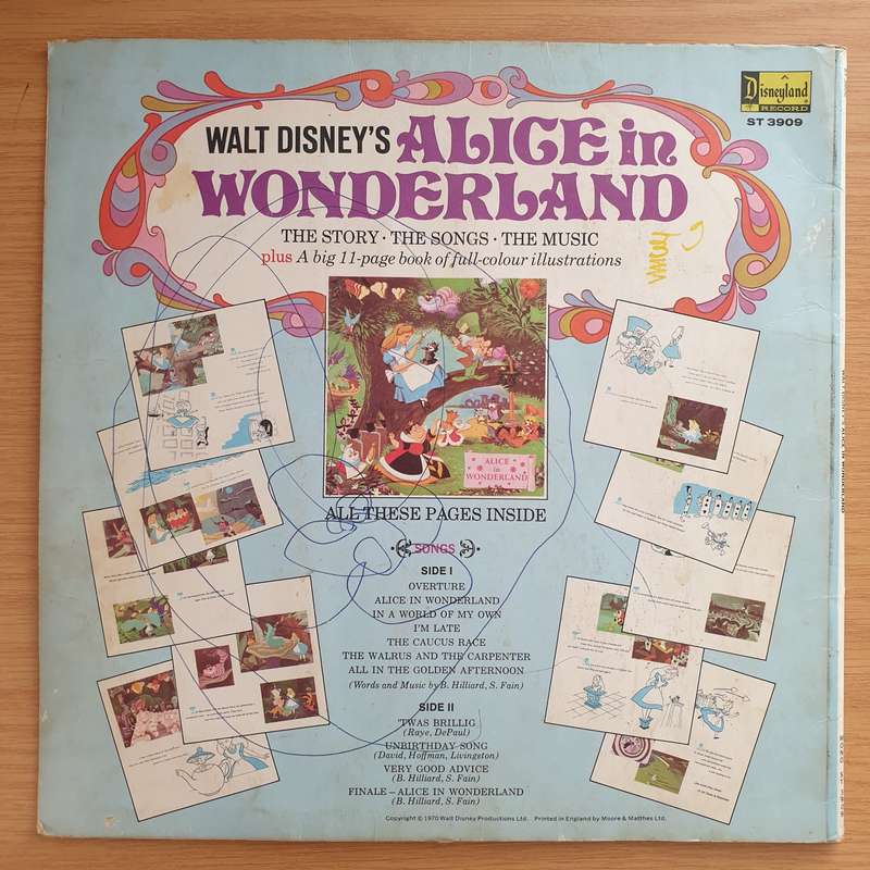 Disneyland Records - Walt Disney's - Alice In Wonderland (Booklet insert included)- Vinyl LP Reco...