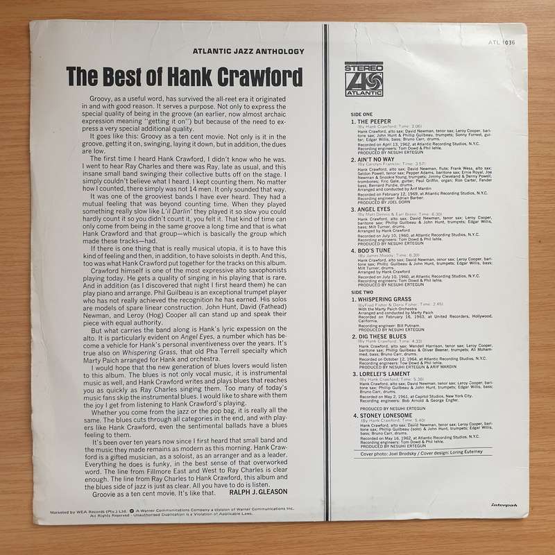 Hank Crawford  The Best Of Hank Crawford - Vinyl LP Record - Very-Good+ Quality (VG+)