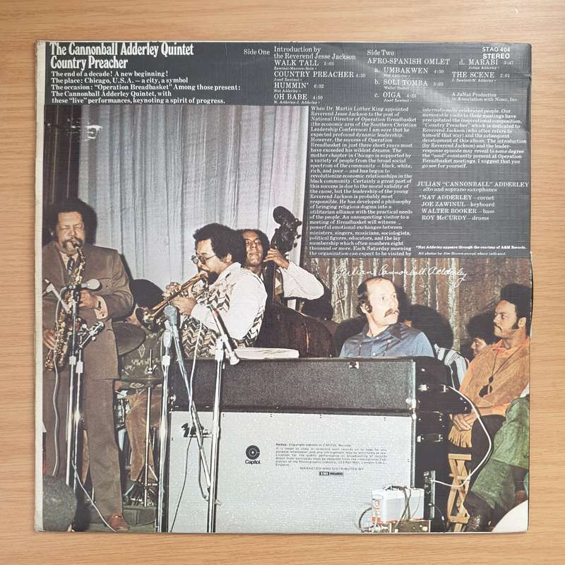 The Cannonball Adderley Quintet  Country Preacher - Vinyl LP Record - Very-Good+ Quality (VG+)
