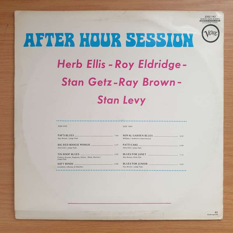 After Hours Session - Herb Ellis, Roy Eldridge, Stan Getz, Ray Brown, Stan Levey - Vinyl LP Recor...