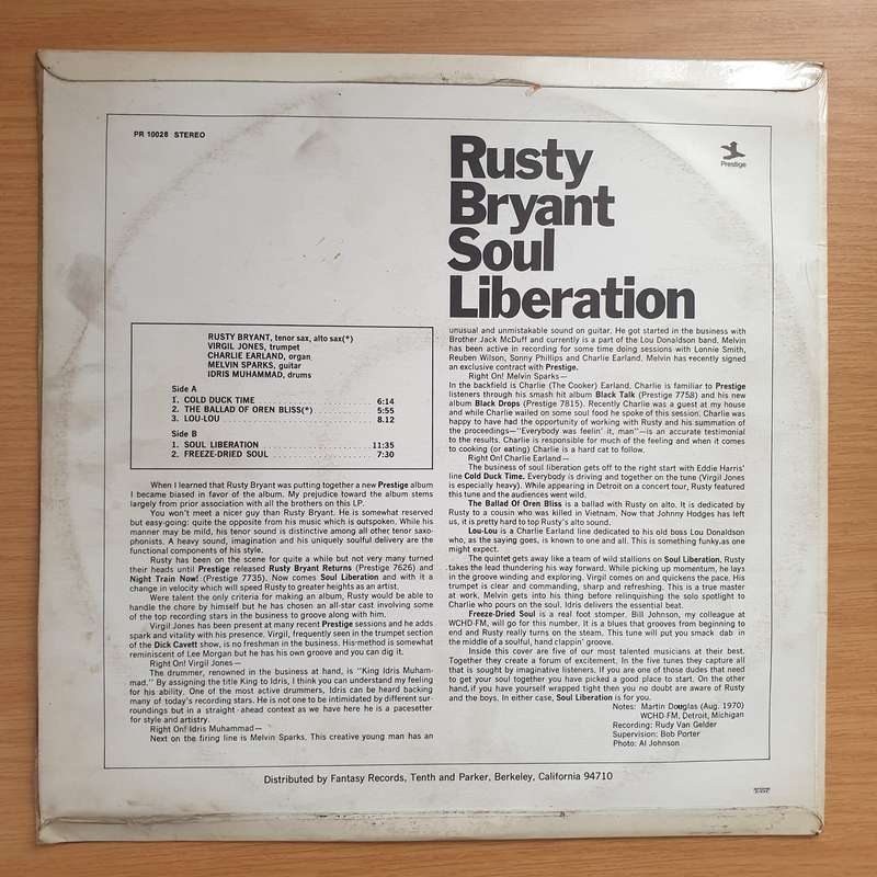 Rusty Bryant  Soul Liberation - Vinyl LP Record - Very-Good+ Quality (VG+)