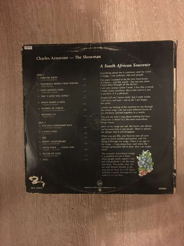 Charles Aznavour - A South African Souvenir - Vinyl LP Record - Opened  - Very-Good Quality (VG)