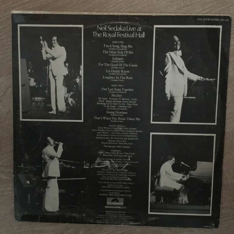 Neil Sedaka - Live At The Royal Festival Hall  Vinyl LP Record - Opened  - Good+ Quality (G+)