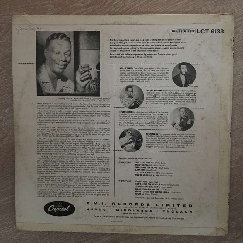 Nat King Cole - After Midnight - Vinyl LP Record - Opened  - Fair Quality (F)
