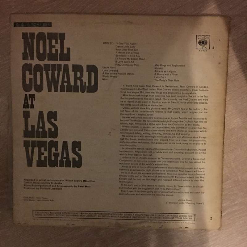 Noel Coward at Las Vegas - Vinyl LP Record - Opened  - Fair Quality (F)