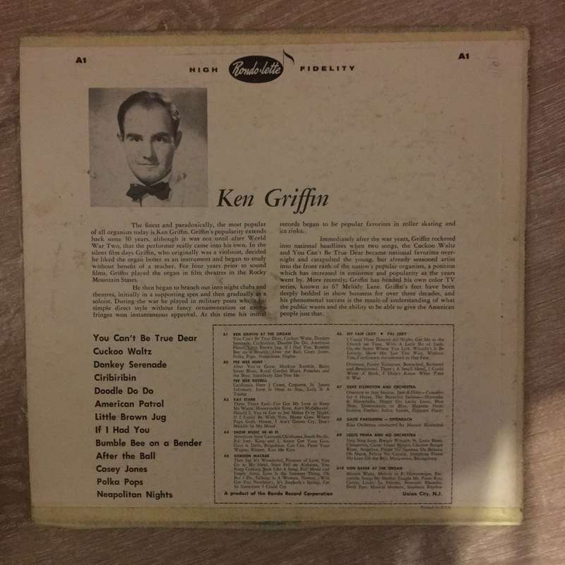Ken Griffin At The Organ - Vinyl LP Record - Opened  - Fair Quality (F)