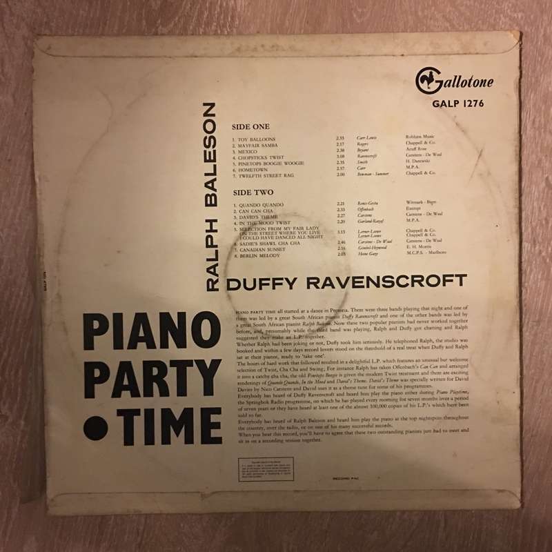 Piano Party Time with Duffy & Ralph - Vinyl LP Record - Opened  - Very-Good Quality (VG)