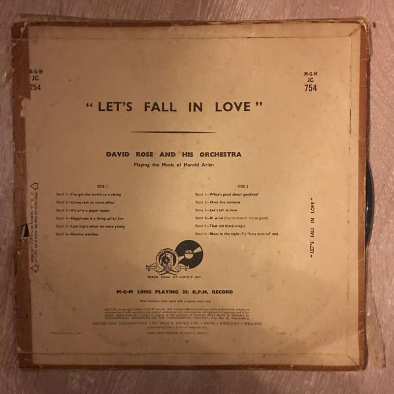 David Rose - Let's Fall In Love -  Vinyl Record - Opened  - Good+ Quality (G+)