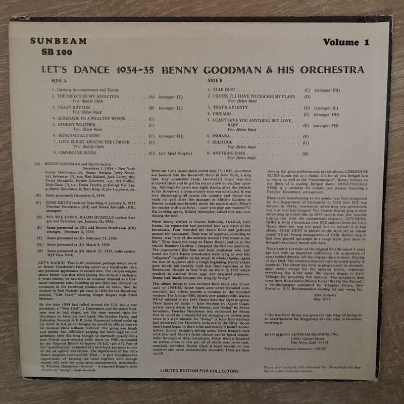 Benny Goodman And His Orchestra  The Let's Dance Broadcasts 1934-35 - Vinyl LP Record - Ope...