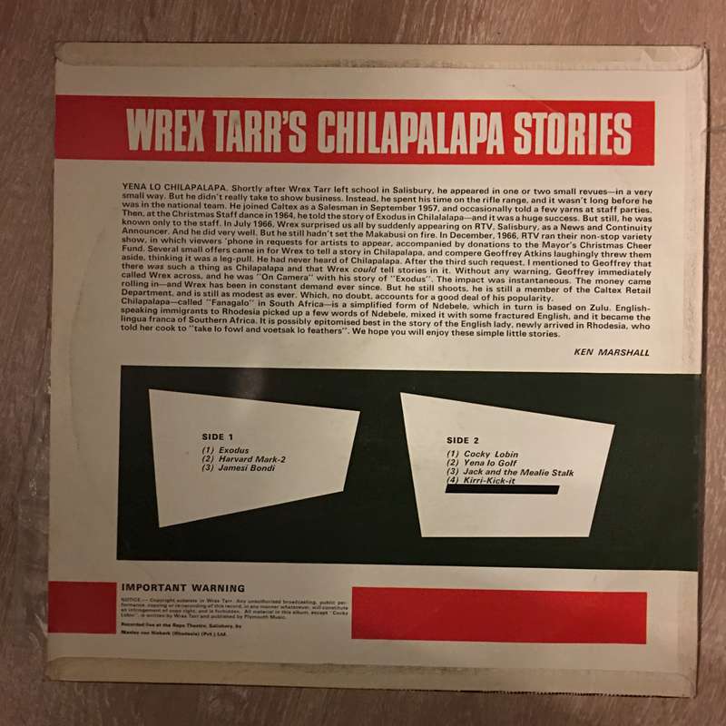 Wrex Tarr's Yena Lo Chilapalapa (Caltex Presents) - Vinyl LP Record (VG+)