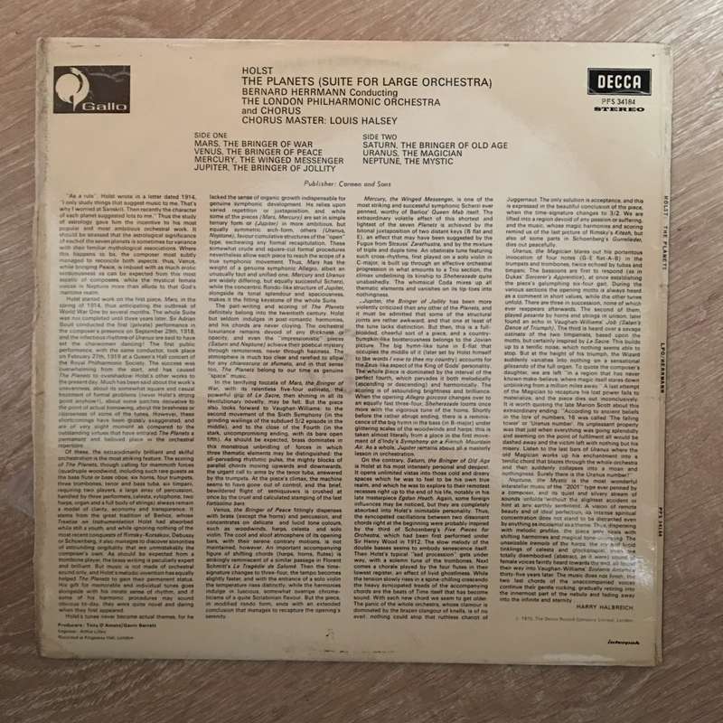 Holst - The Planets - Vinyl LP Record - Opened  - Very-Good+ Quality (VG+)