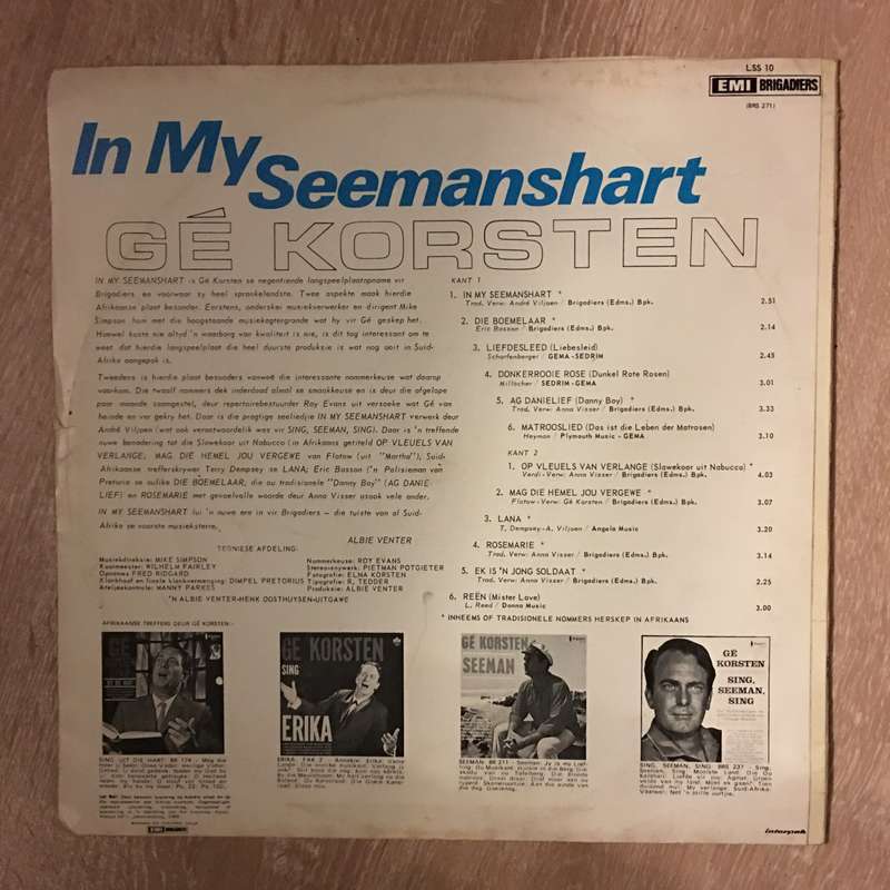 Ge Korsten - In My Seemanshart   - Vinyl LP Record - Opened  - Very-Good Quality (VG)