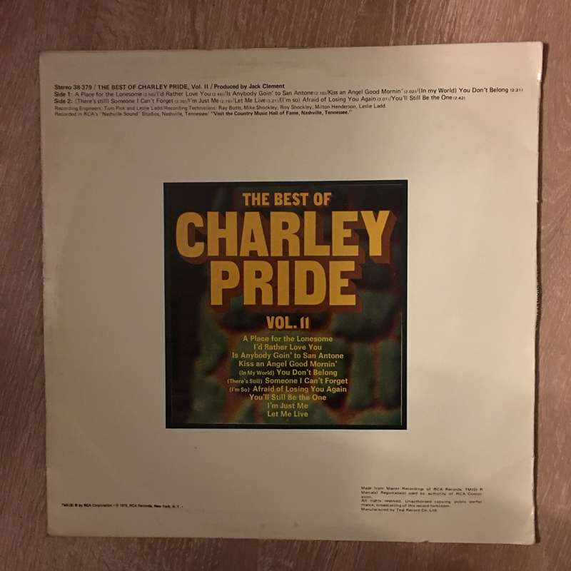 The Best Of Charley Pride - Vol II - Vinyl LP Record - Very-Good- Quality (VG-)