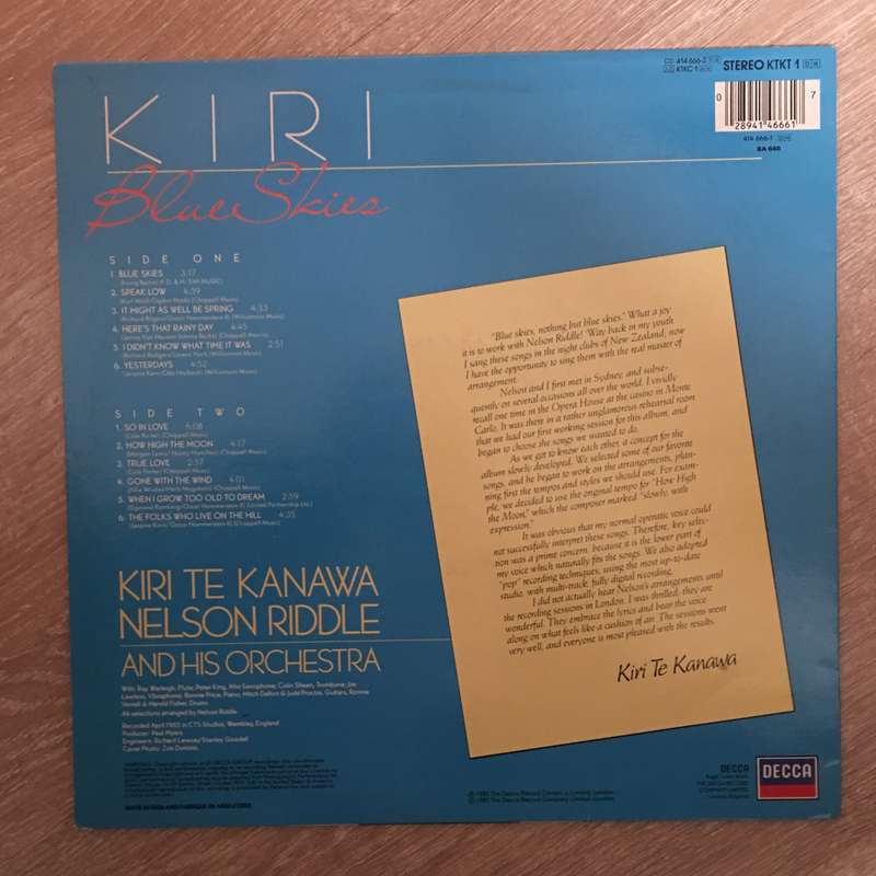 Kiri - Nelson Riddle And His Orchestra  Blue Skies - Vinyl LP Record - Opened  - Very-Go...