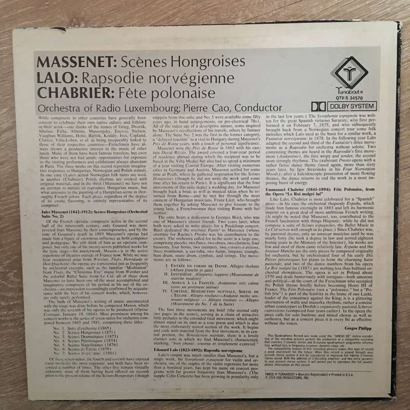Massenet / Lalo / Chabrier - Orchestra Of Radio Luxembourg, Pierre Cao  Scènes Hongroises ...