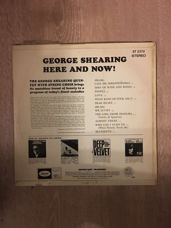 George Shearing Quintet with String Choir- Here & Now - Vinyl LP Record - Opened  - Very-Good+ Qu...