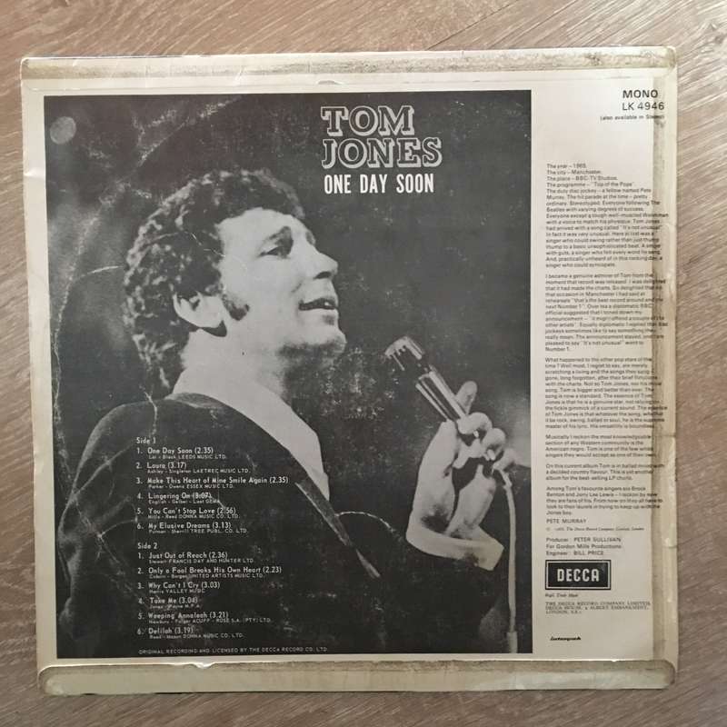 Tom Jones - One Day Soon - Vinyl Record - Opened  - Fair Quality (F)