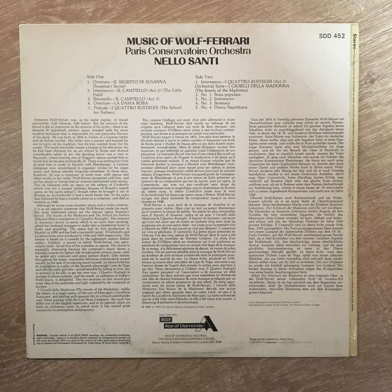 Wolf-Ferrari, Nello Santi, Paris Conservatory Orchestra  Jewels Of Wolf-Ferrari - Vinyl ...