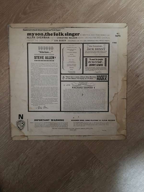 Allan Sherman - My Son, The Folk Singer - Vinyl LP Record - Opened  - Very-Good Quality (VG)