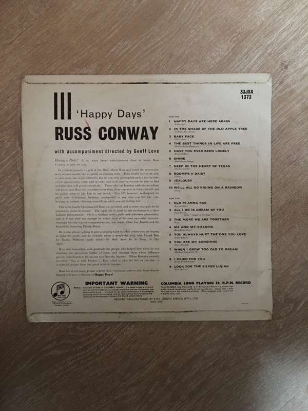Russ Conway - Happy Days - Vinyl LP Record - Opened  - Very-Good Quality (VG)