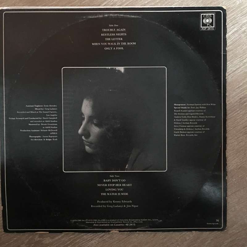 Karla Bonoff  Restless Nights - Vinyl LP Record - Opened  - Very-Good+ Quality (VG+)