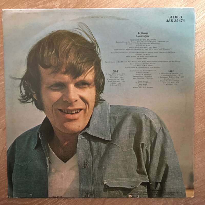Del Shannon  Live In England - Vinyl LP Record - Opened  - Very-Good+ Quality (VG+)