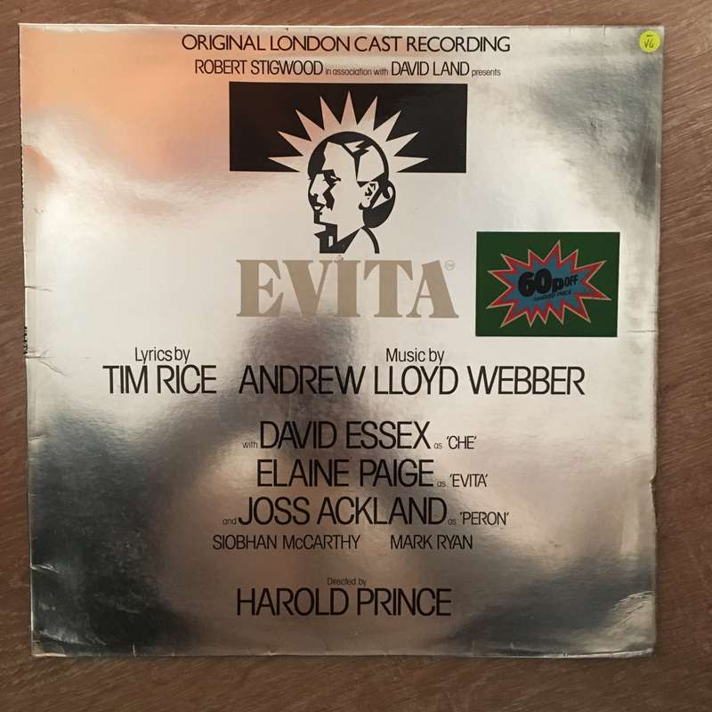 Evita - (With Elaine Paige) - Vinyl LP Record - Opened  - Very-Good- Quality (VG-)