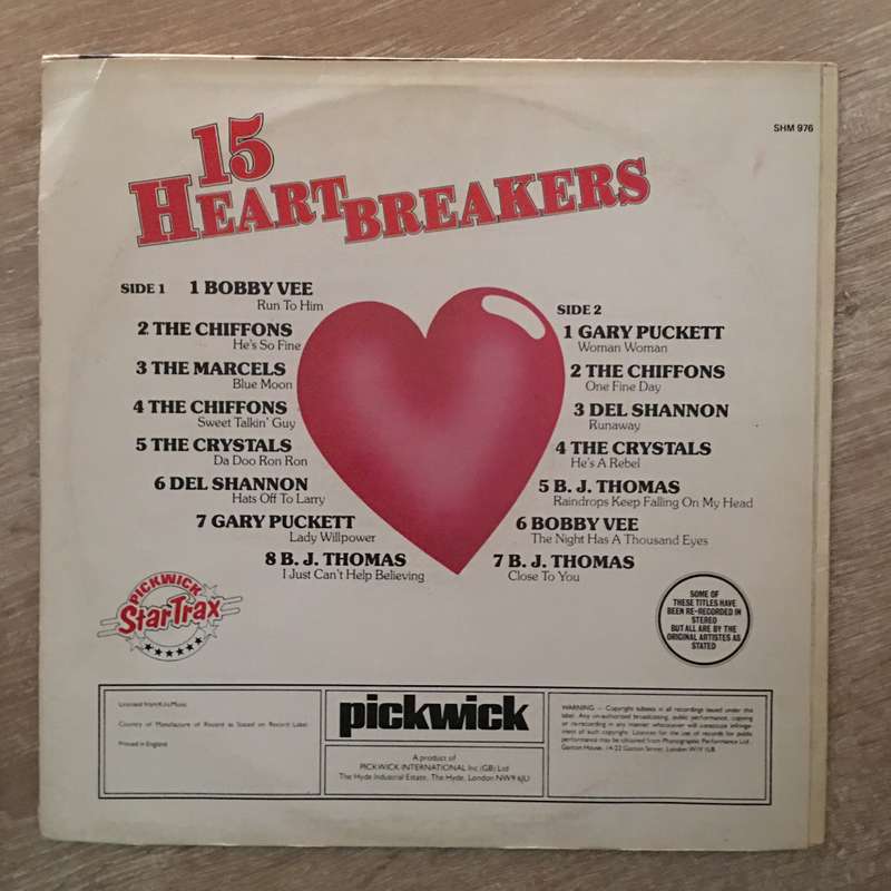 15 Heart Breakers - Original Artists - Vinyl LP Record - Very-Good+ Quality (VG+)