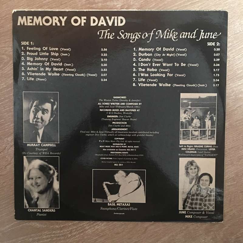 Memory of David - The Songs Of Mike and June - Vinyl Record - Opened  - Very-Good+ Quality (VG+)