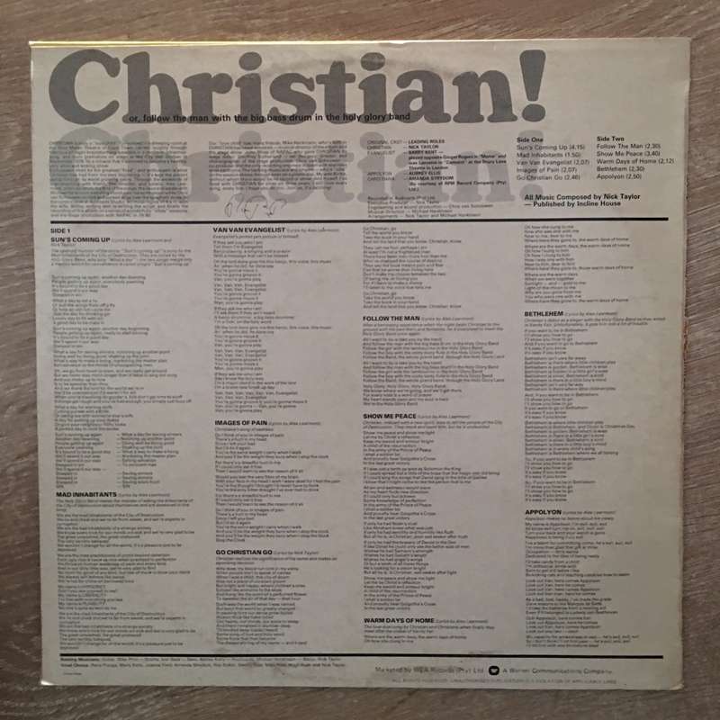 Nick Taylor's New Musical - Christian Or, Follow The Man With The Big Bass Drum In The Holy Glory...