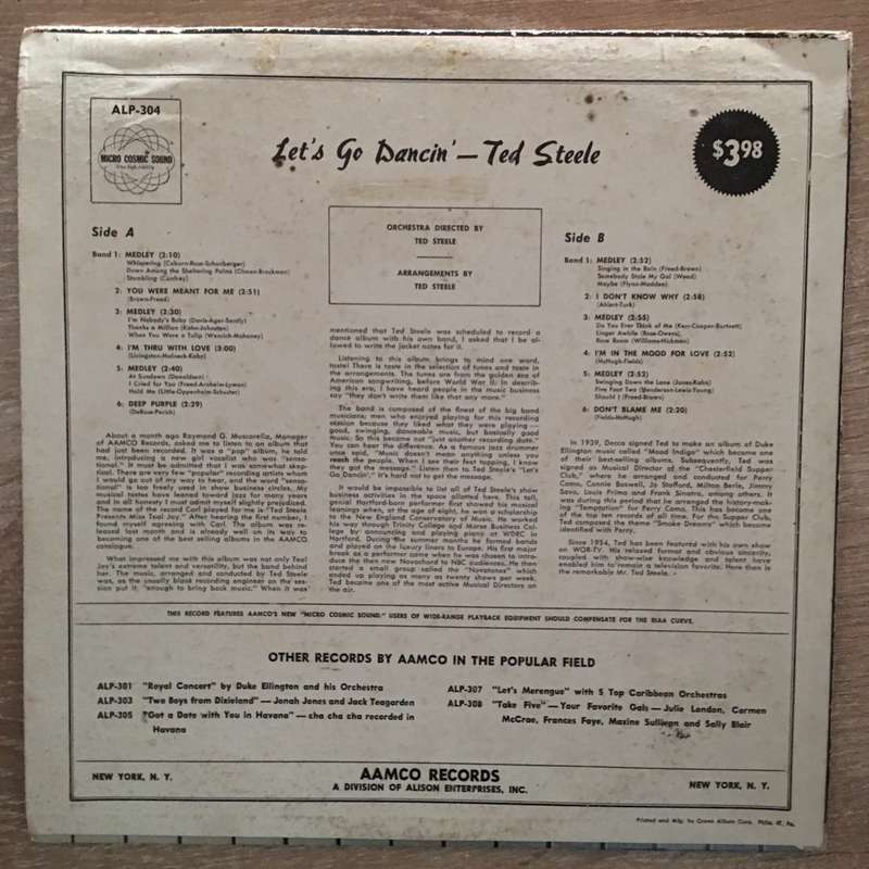 Ted Steele - Let's Go Dancin'  Vinyl LP Record - Opened  - Good+ Quality (G+)