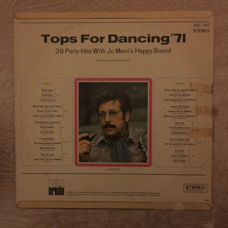 Jo Ment's Happy Sound  Tops For Dancing '71 - Vinyl LP Record - Opened  - Very-Good- Qualit...