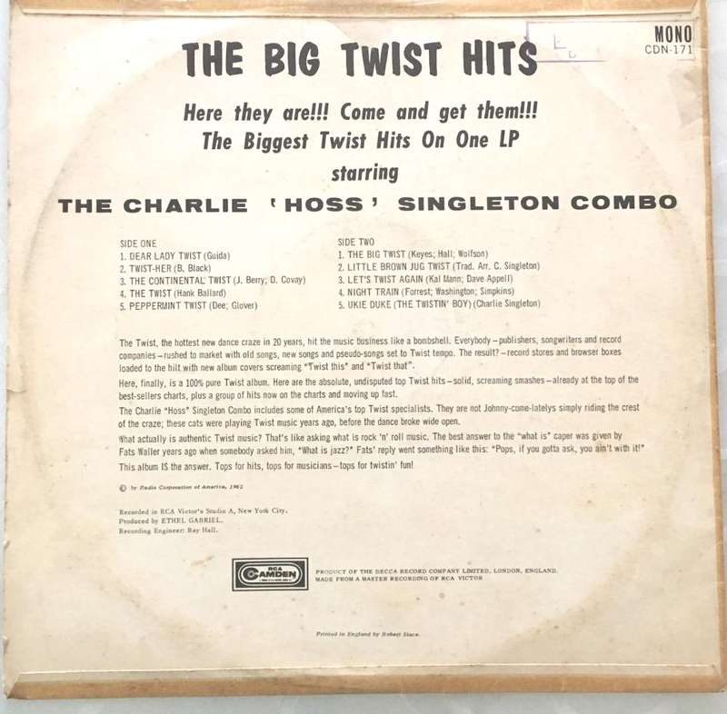 Charlie "Hoss" Singleton Combo  The Big Twist Hits -  Vinyl LP Record - Opened  - Very-Good...