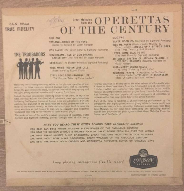 The Troubadors  Operettas Of The Century - Vinyl LP Record - Opened  - Very-Good- Quality (...