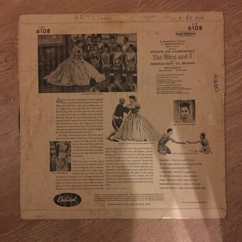 Rodger's and Hammerstein's - The King and I - Vinyl LP Record - Opened  - Good+ Quality (G+)