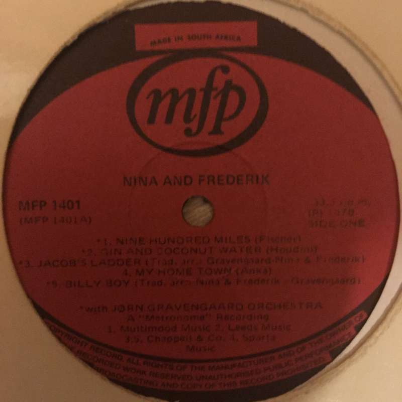 Nina and Frederik - Vinyl LP Record - Opened  - Very-Good- Quality (VG-)