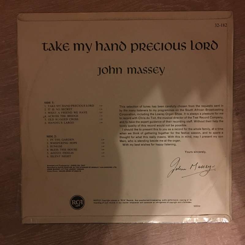 John Massey - Take My Hand - Vinyl LP Record - Opened  - Very-Good Quality (VG)
