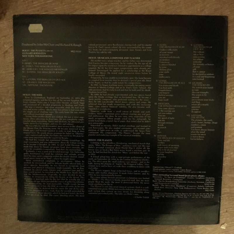 Holst - Leonard Bernstein, New York Philharmonic  The Planets - Vinyl LP Record - Opened  -...