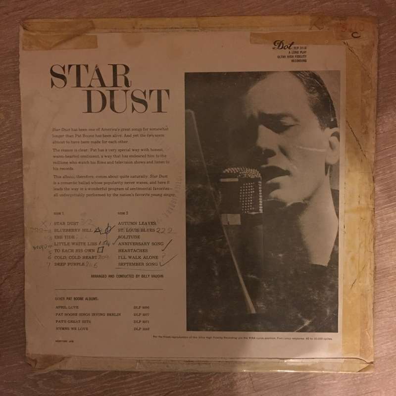 Pat Boone - Star Dust -  Vinyl LP Record - Good+ Quality (G+)