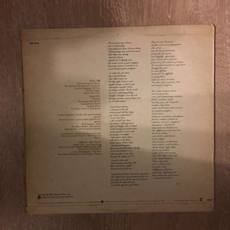 Gordon Lightfoot - Summertime Dream - Vinyl LP Record - Opened  - Very-Good+ Quality (VG+) - Vinyl