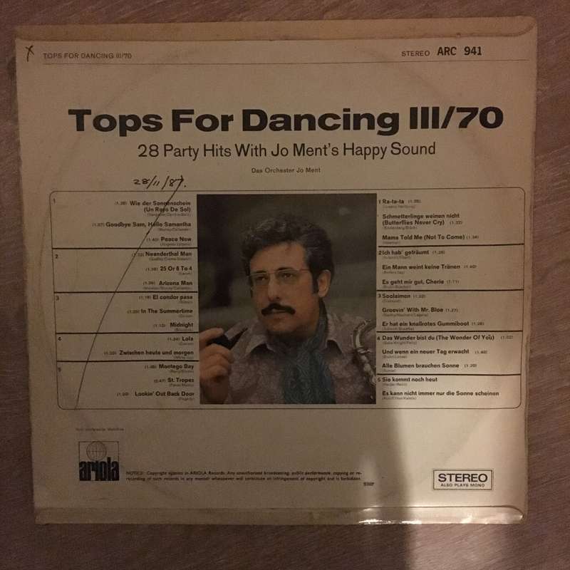 Jo Ment's Happy Sound  Tops For Dancing 3/70 - Vinyl LP Record - Opened  - Very-Good Qualit...
