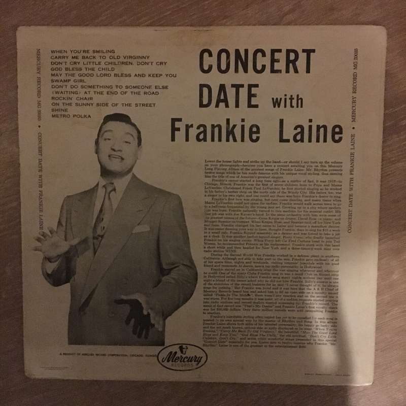Frankie Laine - Concert Date   Vinyl LP Record - Opened  - Good+ Quality (G+)